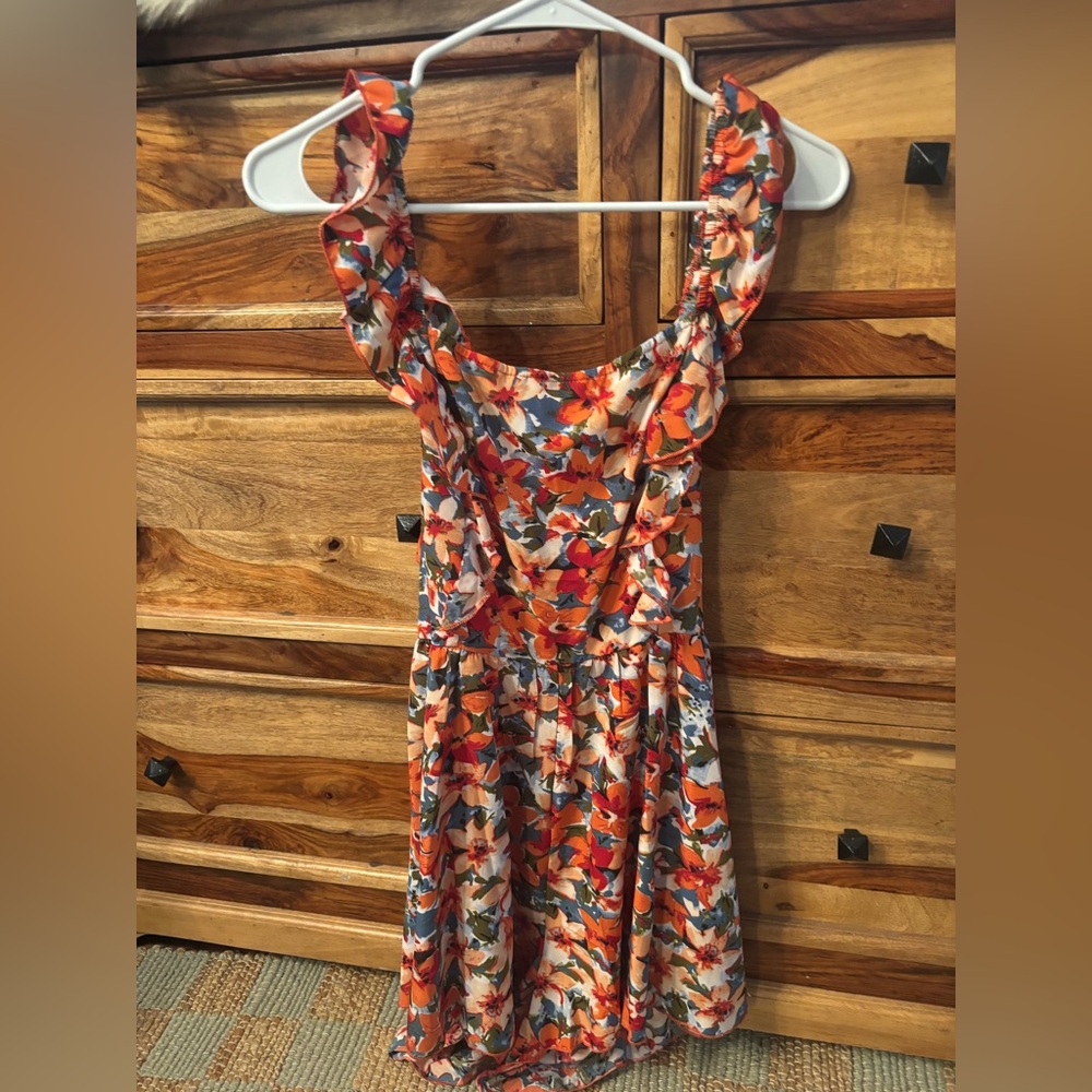 SHEIN Multicolor Floral Ruffle Mini Dress